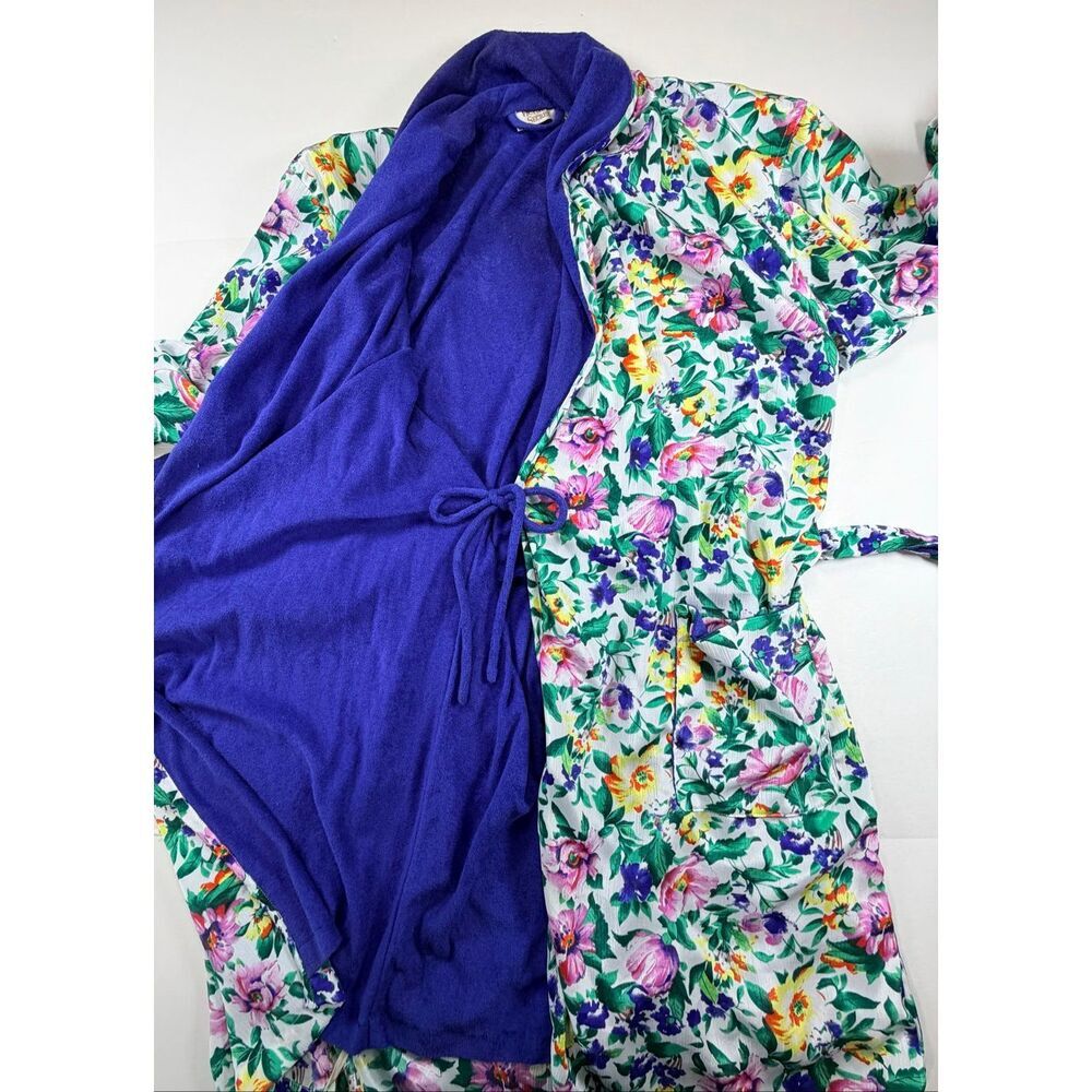NWT Vintage Gold Label Victoria’s Secret Floral Bathrobe Lined Belted w Pockets - Picture 4 of 8
